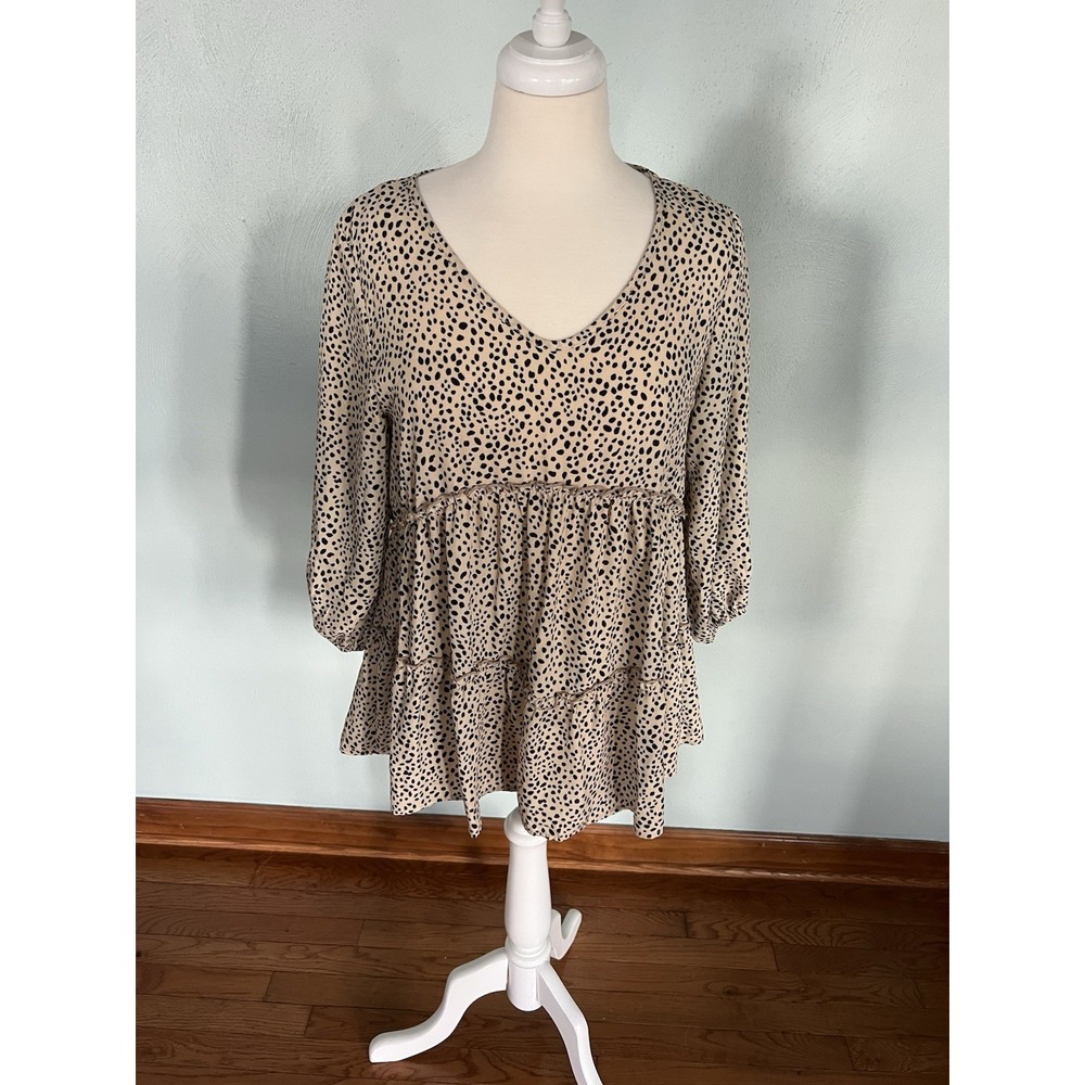Oddy Leopard‎ Print Tiered Dress S Festival Preppycore Teacher Ruffle Tiered